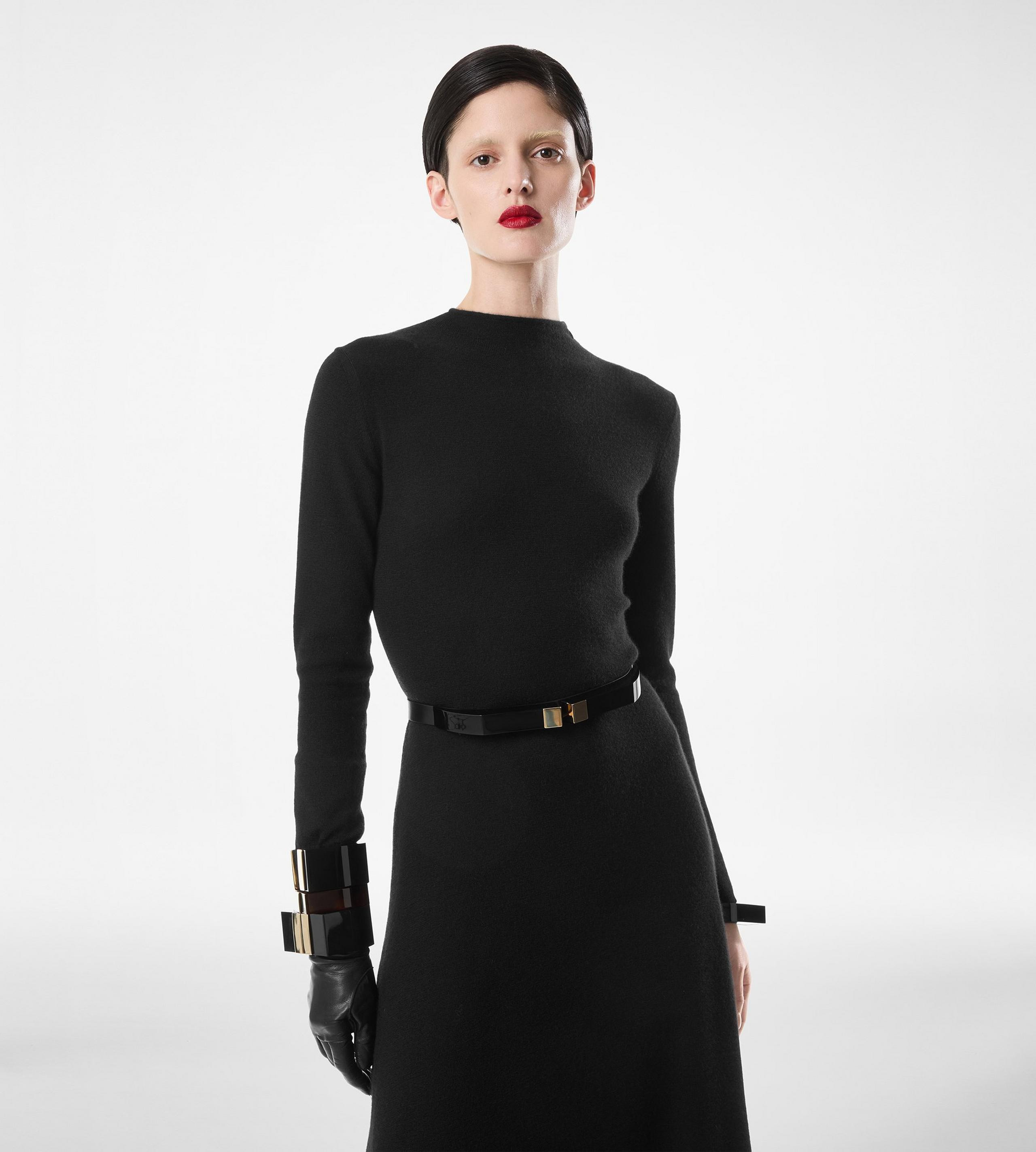 FULL NEEDLE FINE CASHMERE SILK CREWNECK COLUMN DRESS - 4