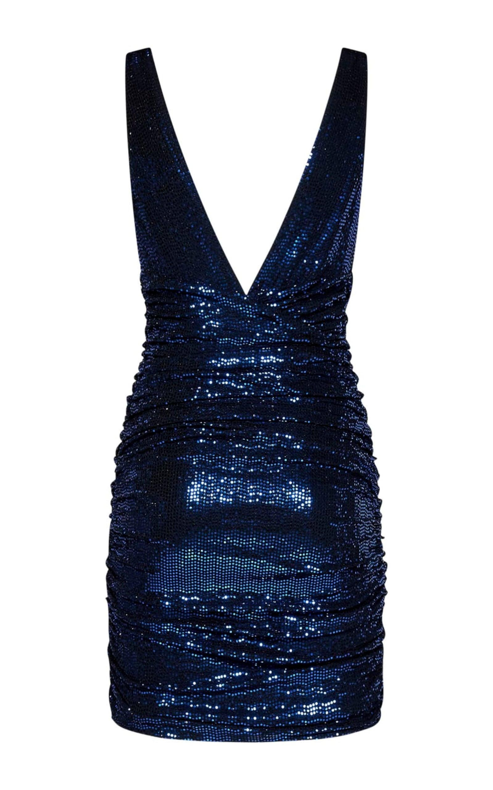 Sequinned V-neck Mini Dress - 4
