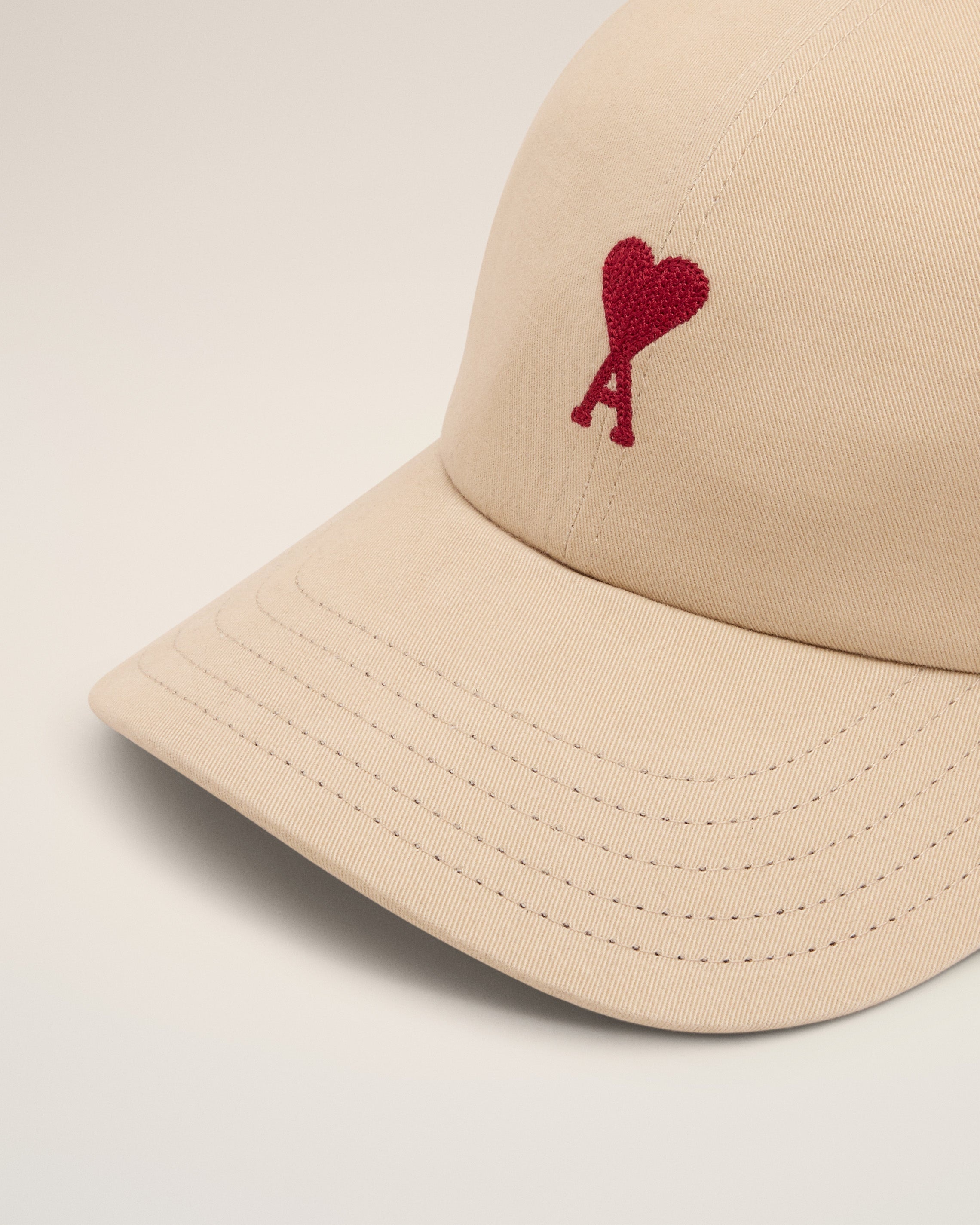 BEIGE COTTON AMI DE COEUR EMBROIDERY CAP - 3