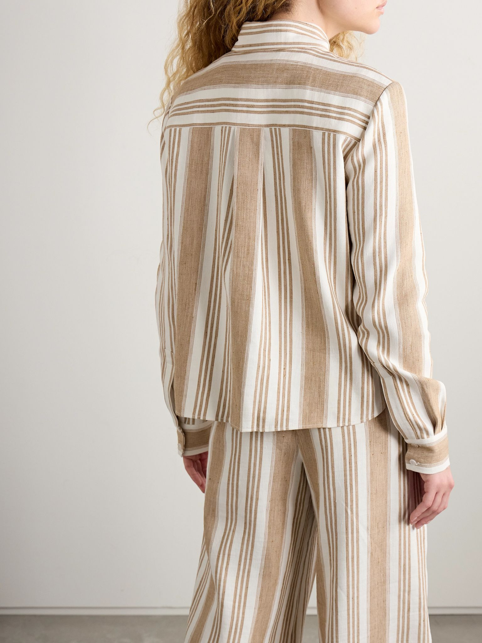 New Carter striped hemp shirt Beige - 4