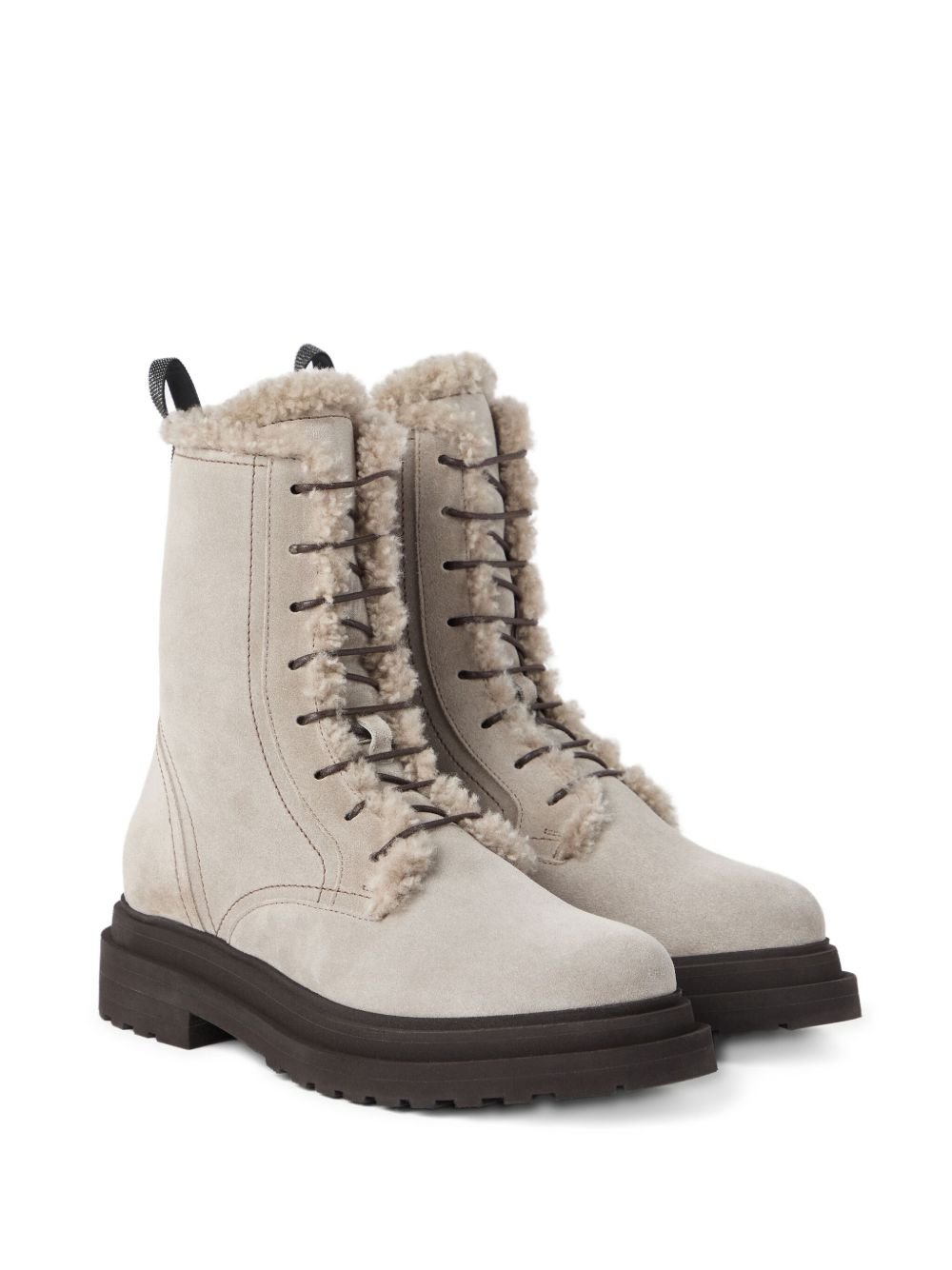 lace-up shearling boots - 3