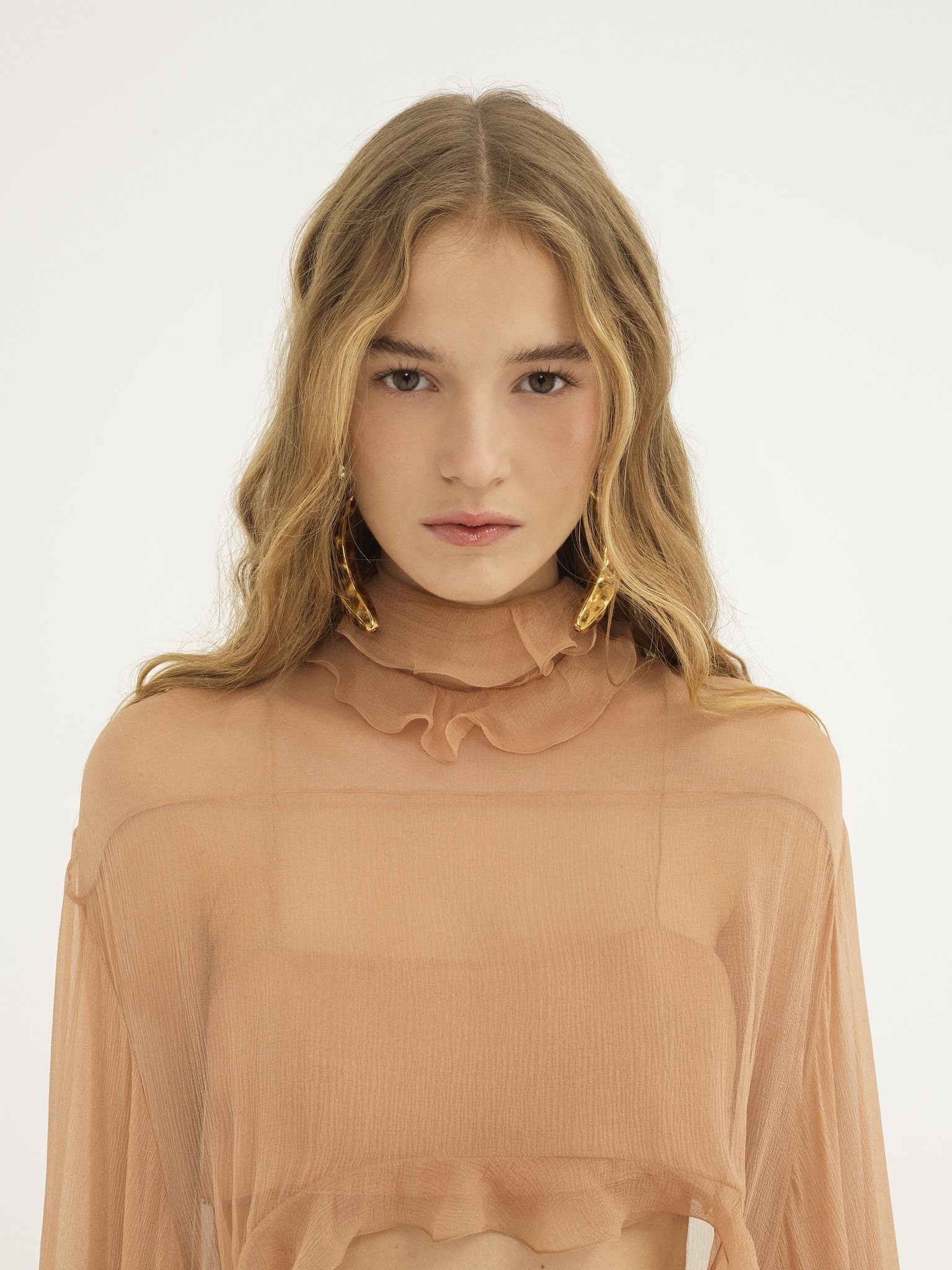 FLUID VOLANT TOP IN SILK MOUSSELINE - 7