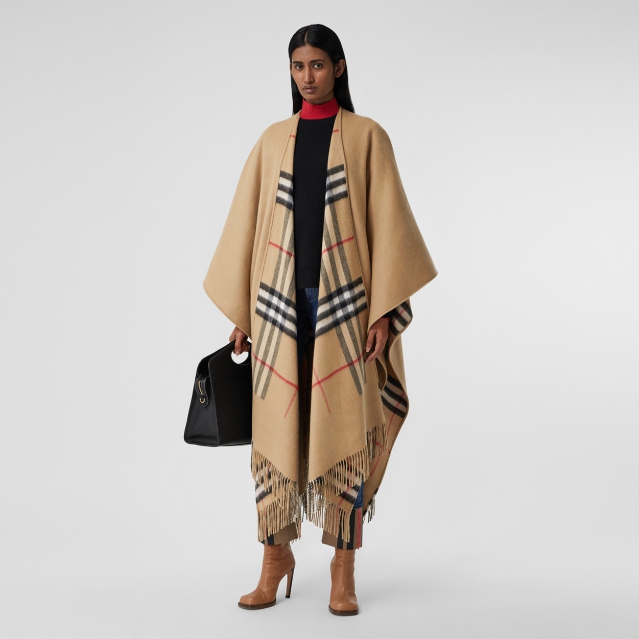 Monogram Wool Cashmere Reversible Cape in Archive Beige