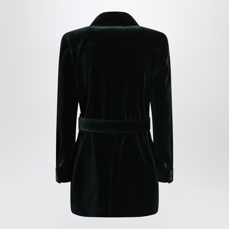 Saint Laurent Green Velvet Safari-Style Jacket Women - 2