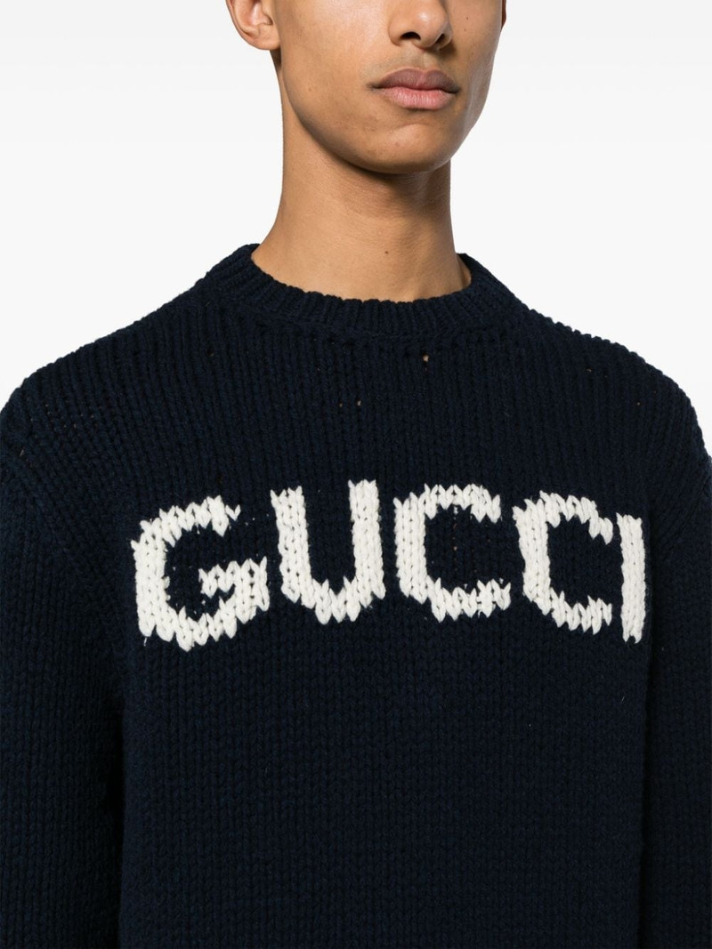 logo-intarsia wool jumper 5