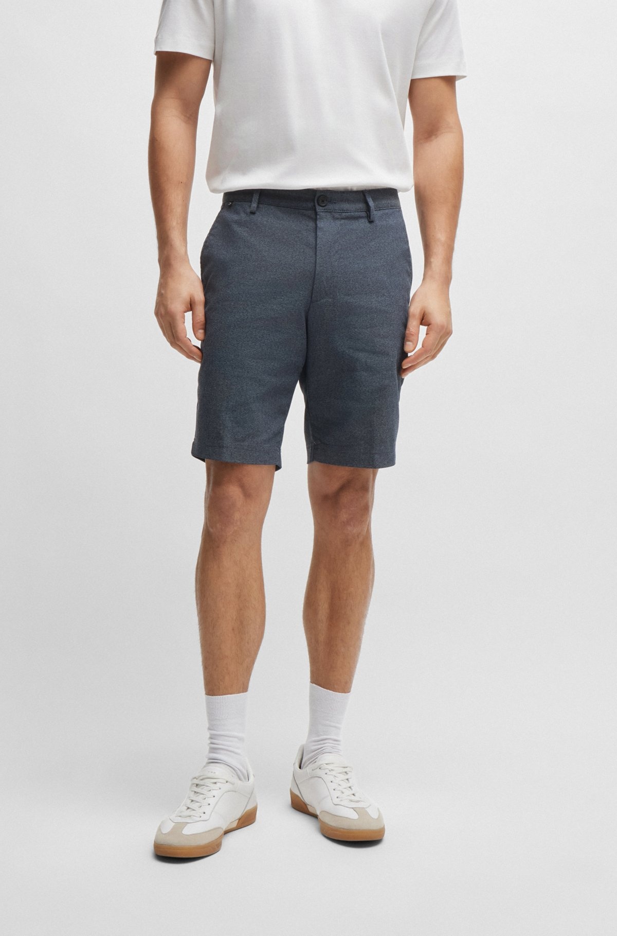 SLIM-FIT SHORTS IN MELANGE TWILL - 2