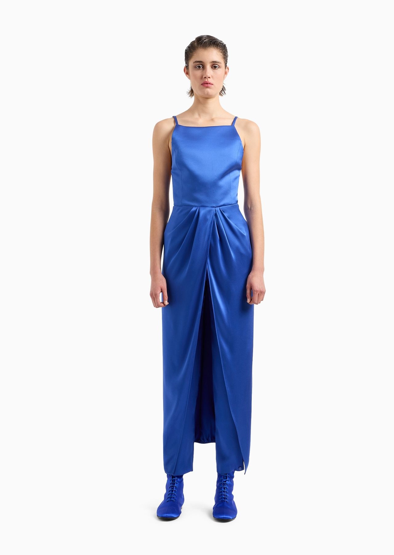 Double-faced silk-satin long dress - 2