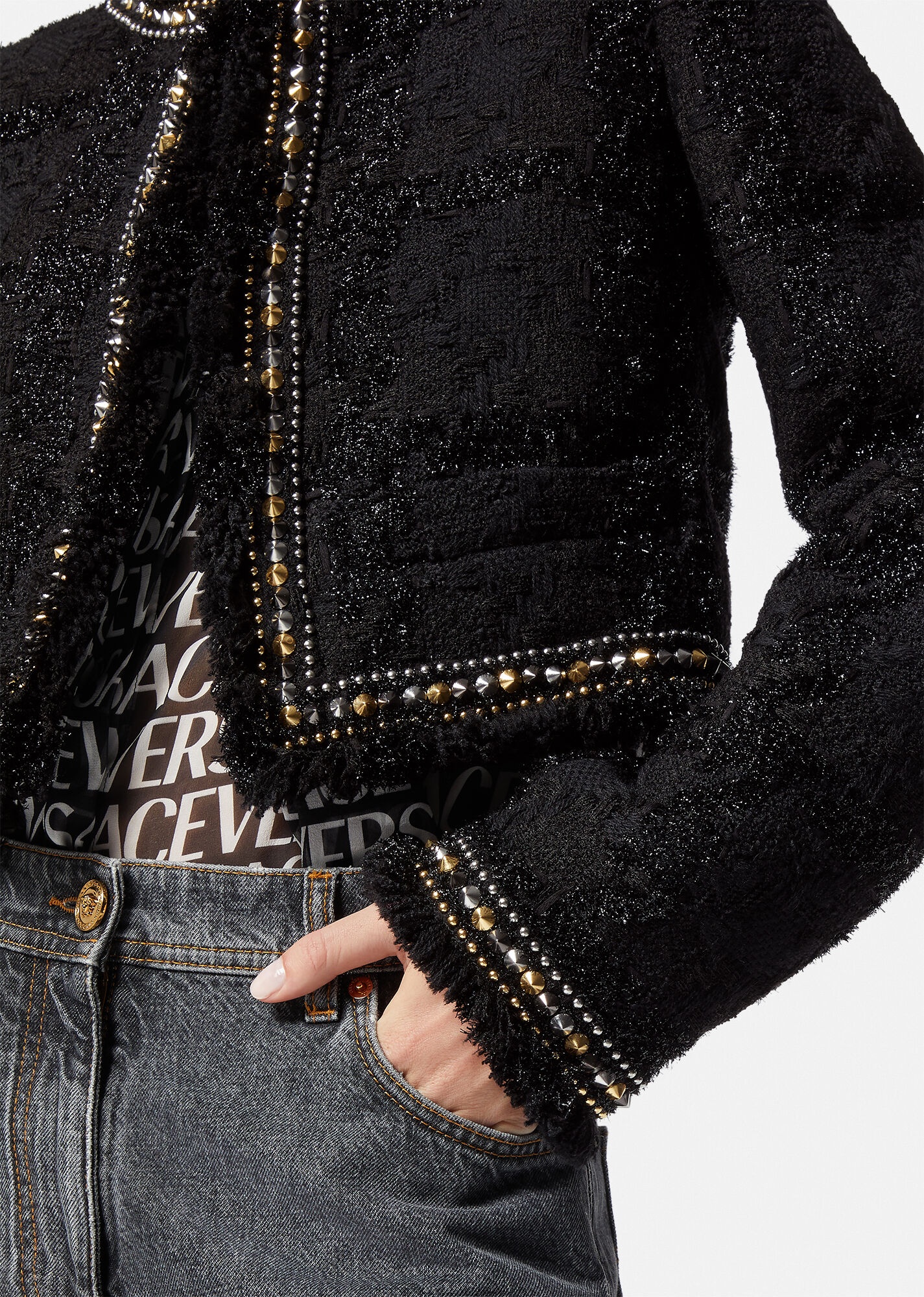 Spiked Tweed Blazer - 5