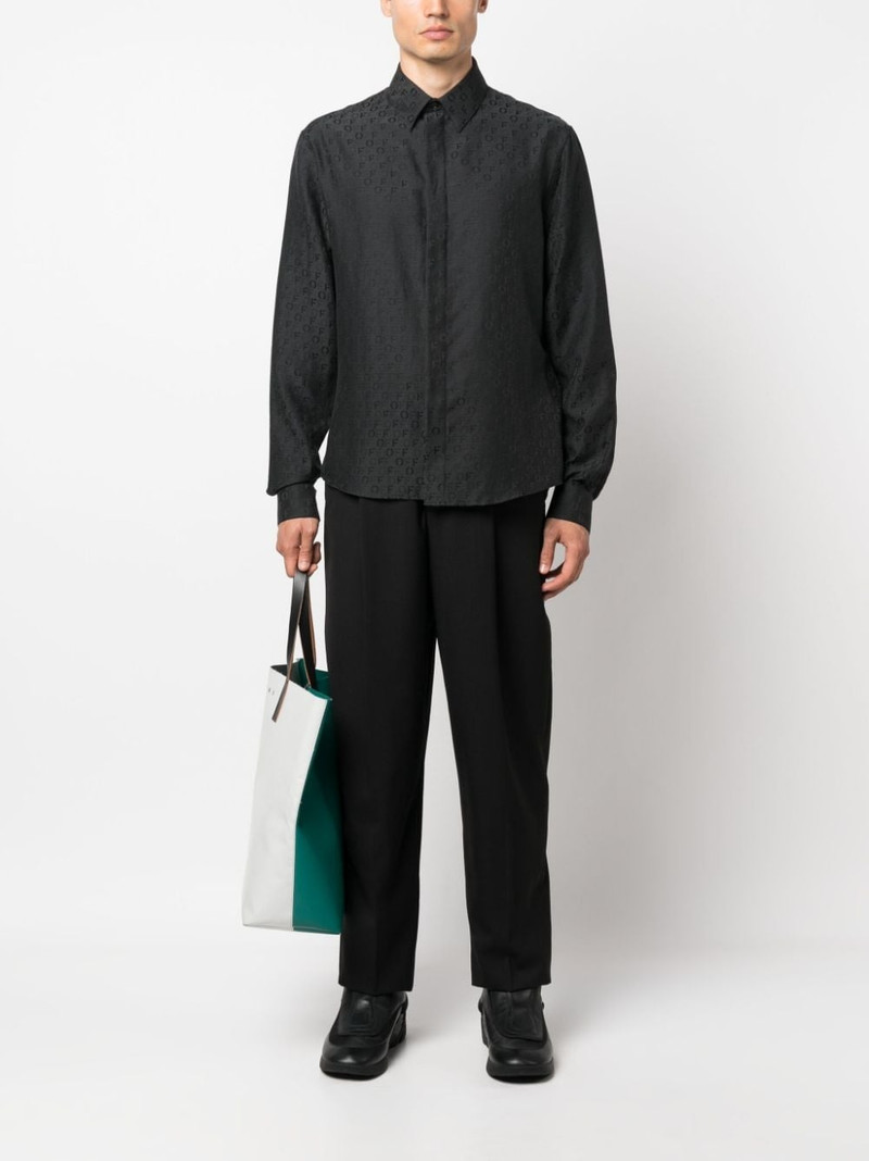 Off-White logo-print silk-cotton shirt outlook