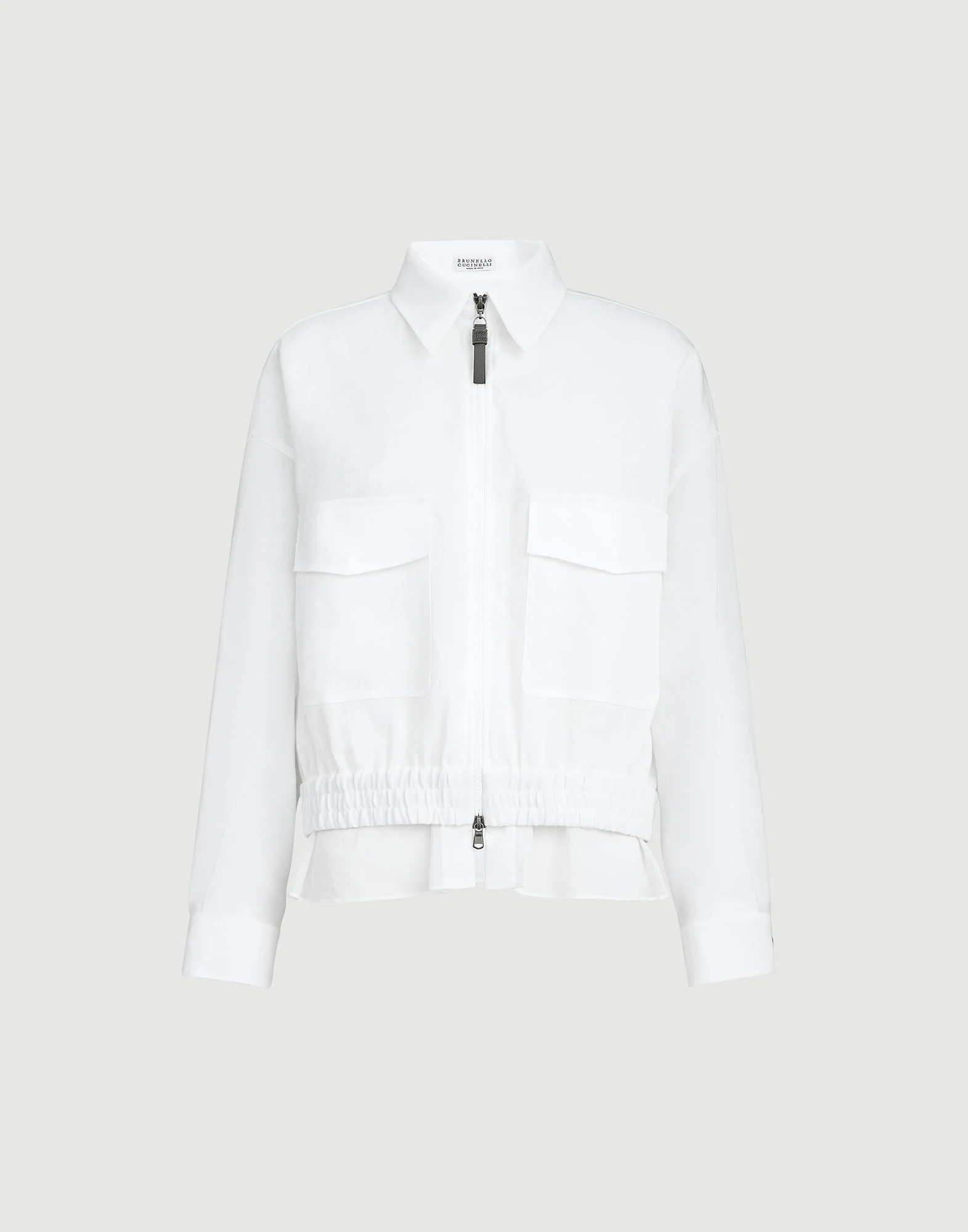 Cotton outerwear jacket with shiny zipper pull - 1