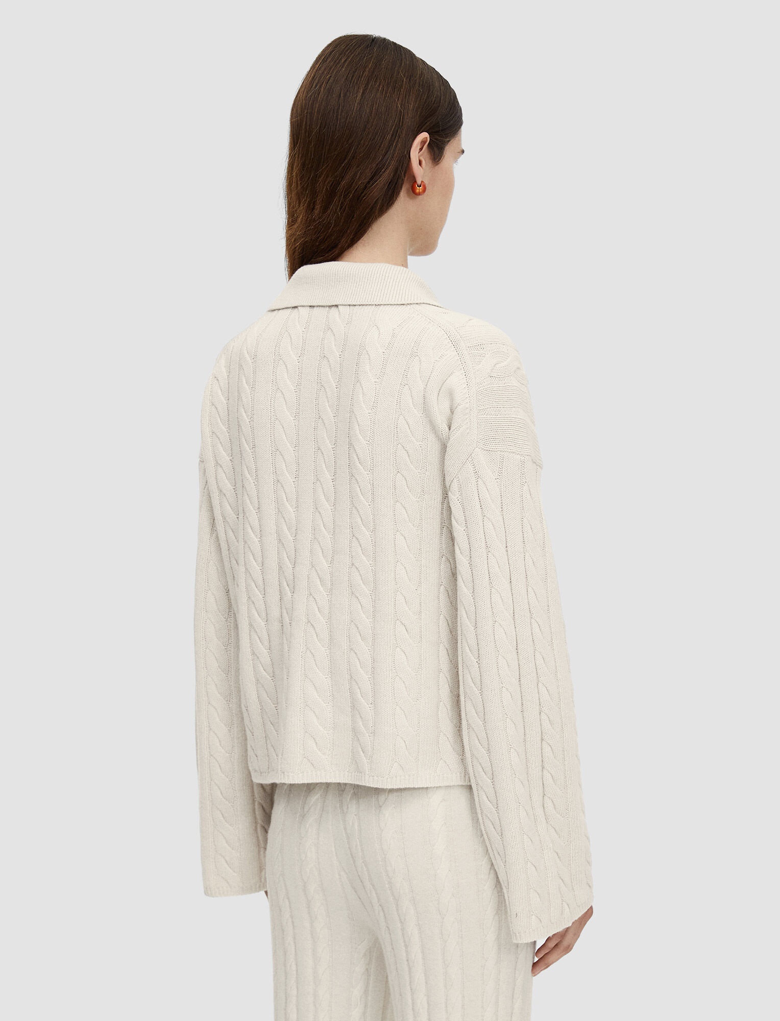 Light Cable Knit Polo Neck Jumper - 4