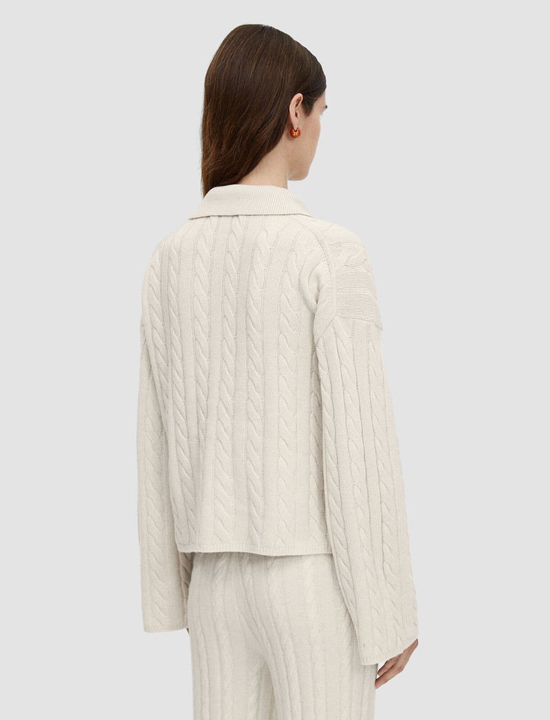 Light Cable Knit Polo Neck Jumper 4