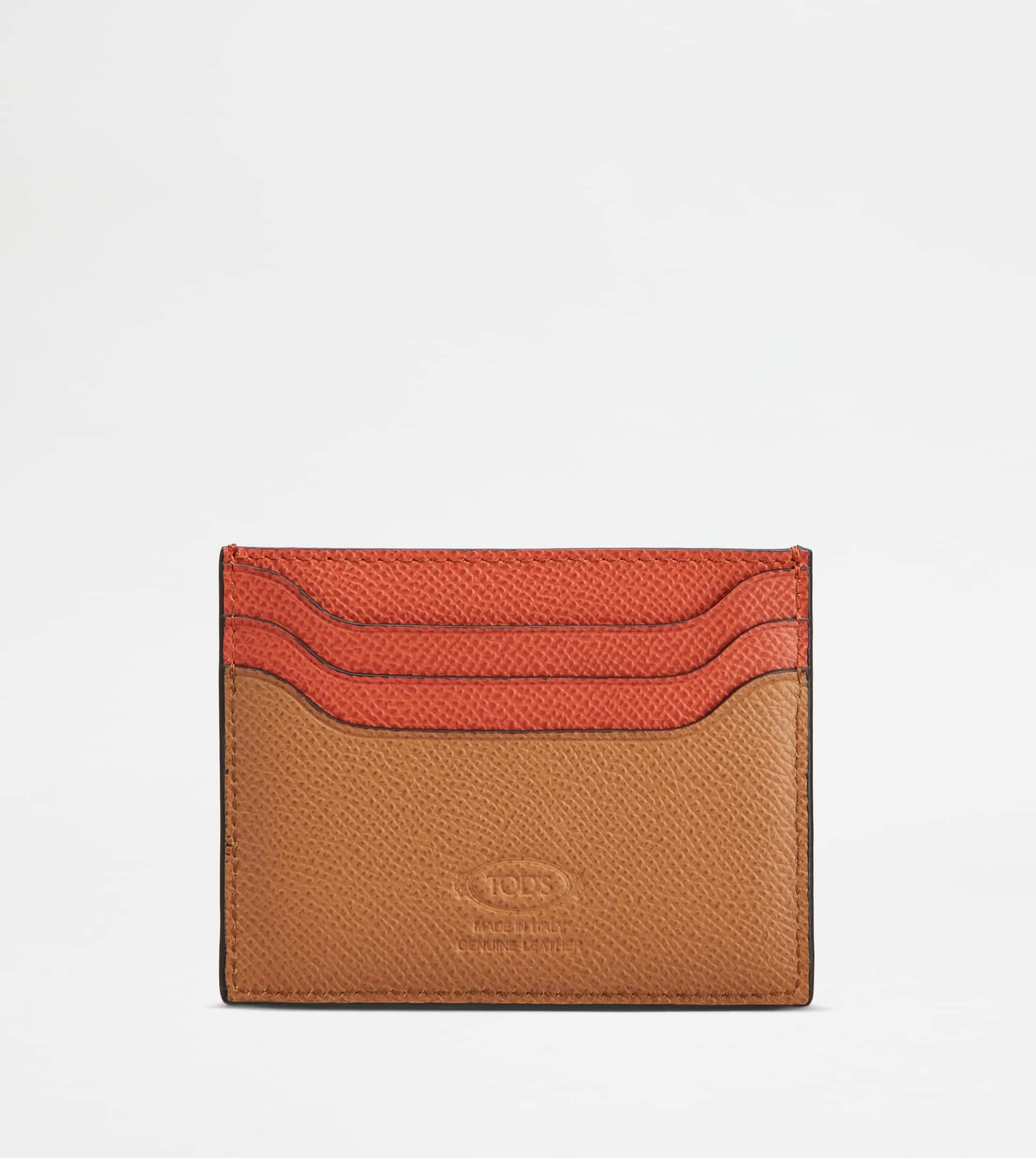 CARD HOLDER IN LEATHER - BROWN, ORANGE - 3