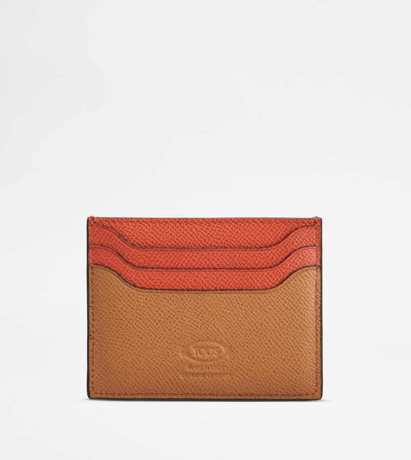 CARD HOLDER IN LEATHER - BROWN, ORANGE 3