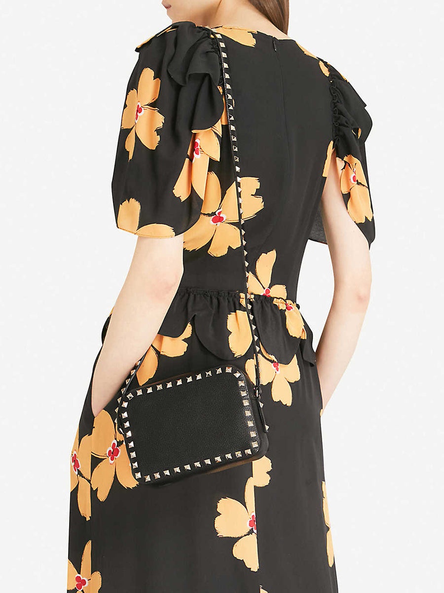 Small Rockstud Grainy Leather Crossbody Bag in Black - 5