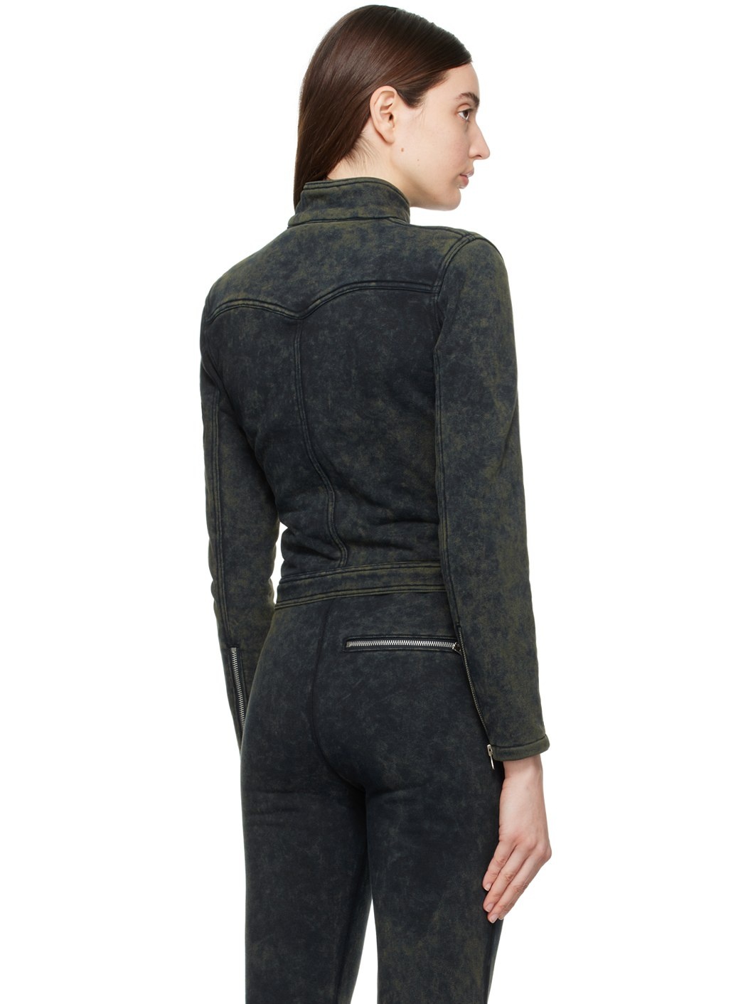 Navy Faded Biker Jacket - 3