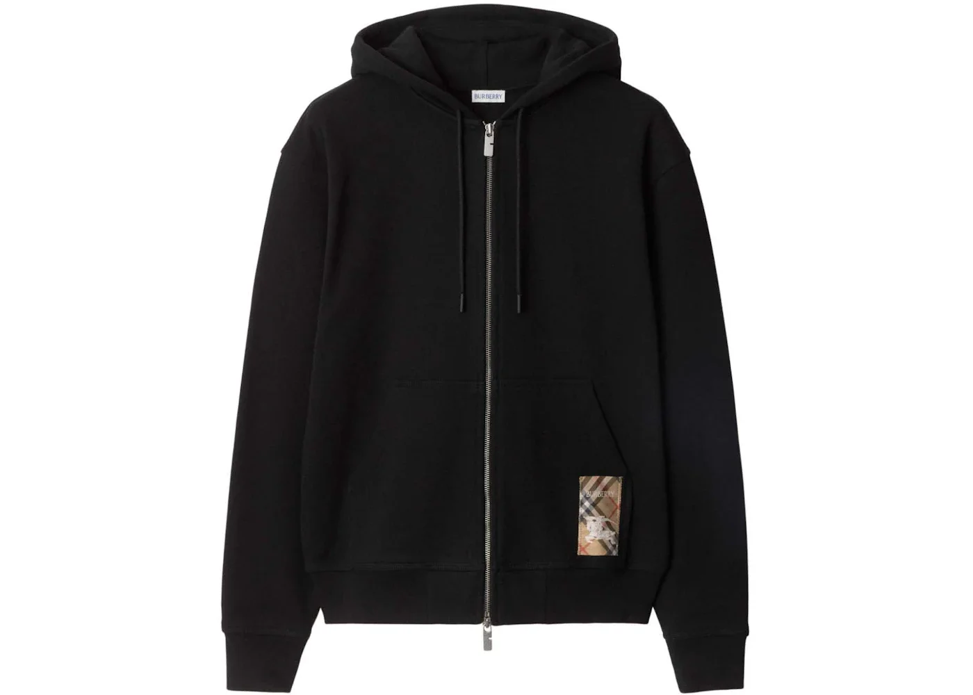 Burberry Check Label Zip-Thru Hoodie Black - 1