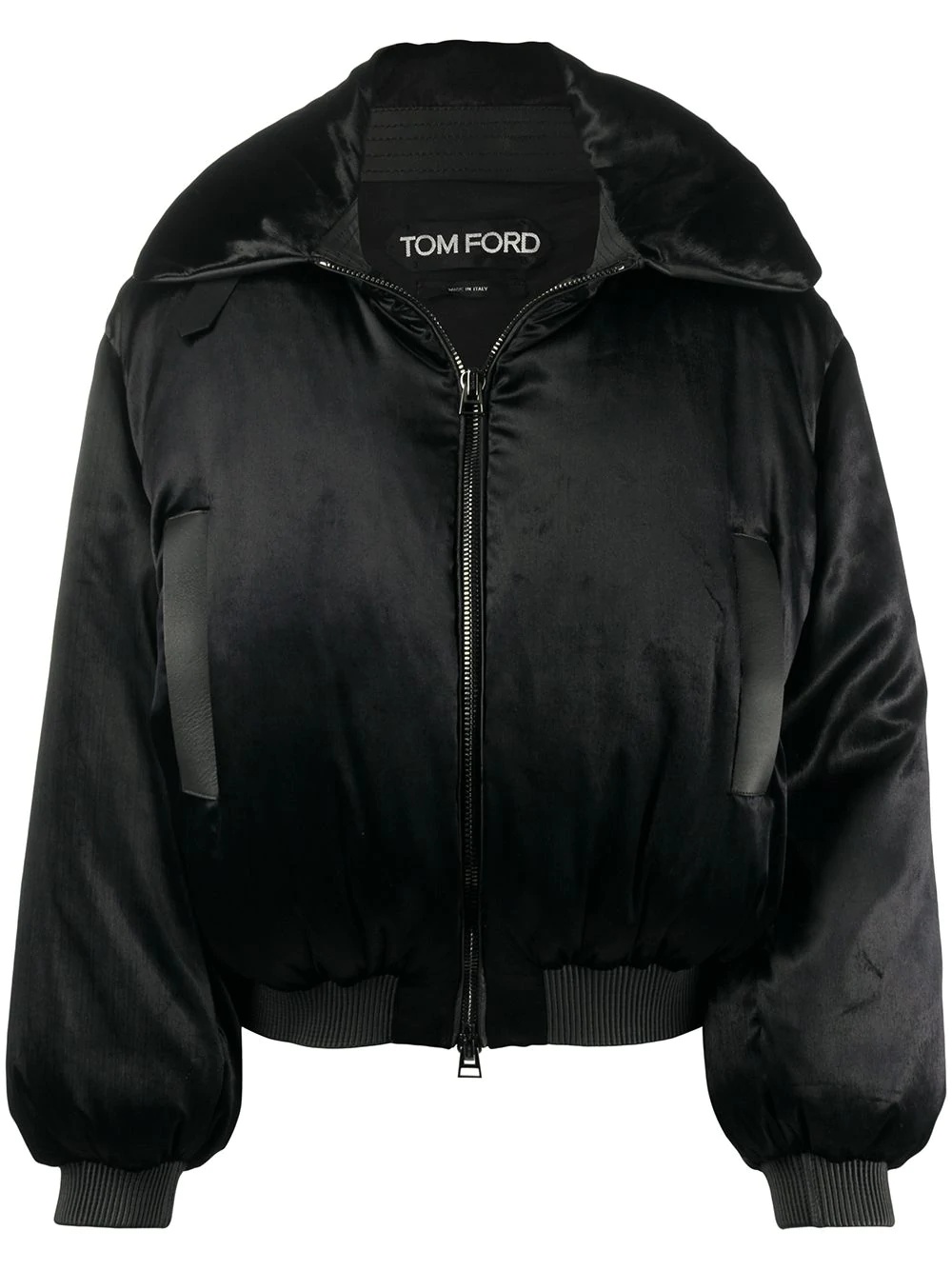 padded satin bomber jacket - 1