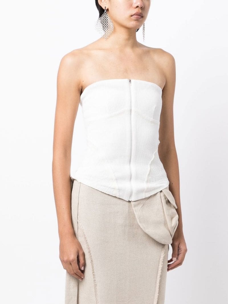 strapless zip-up knitted top - 3