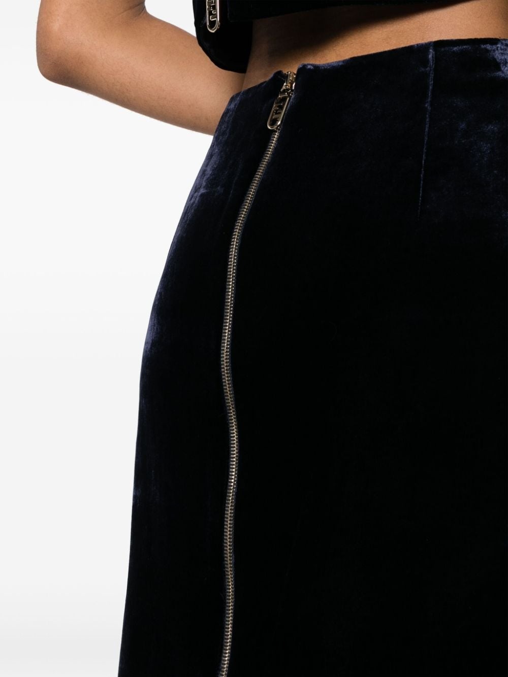 zip-embellished velvet maxi skirt - 5