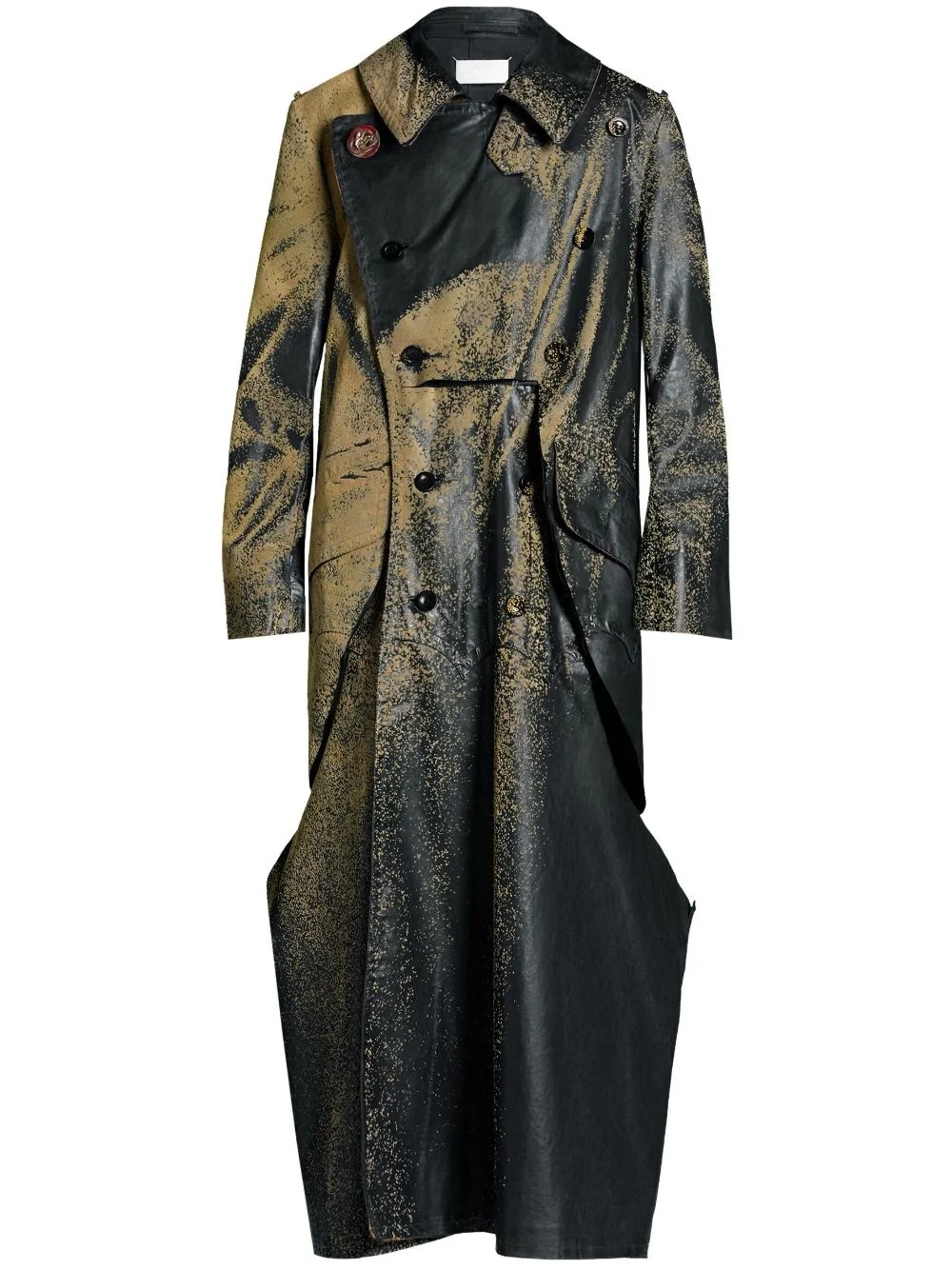 spray-paint distressed trench coat - 1