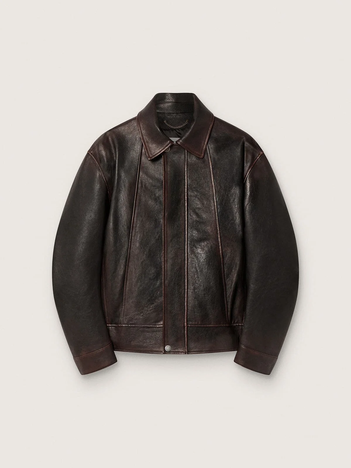 Men’s bomber jacket in burgundy nappa leather - 1