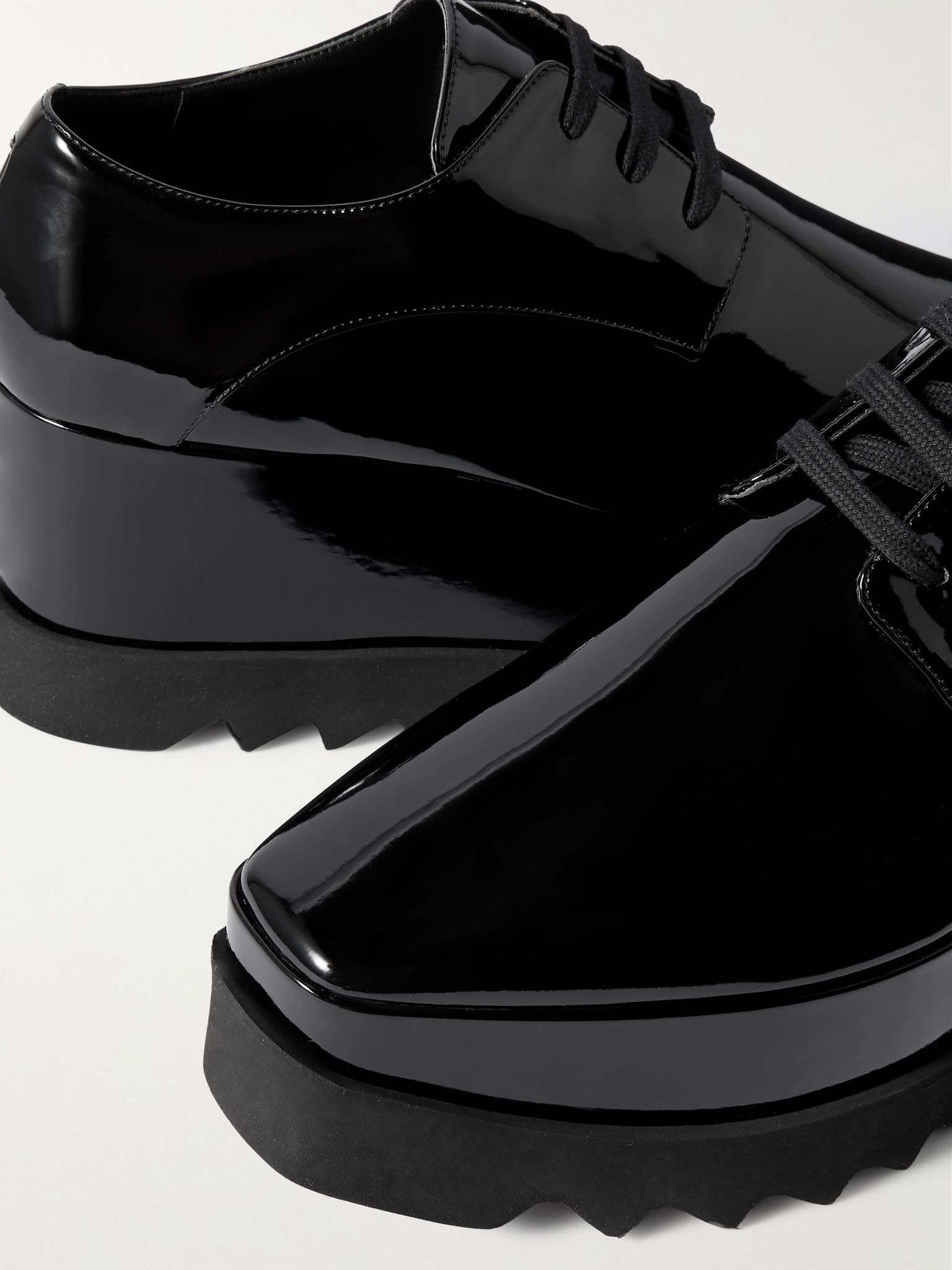 Elyse vegetarian patent-leather platform brogues Black - 4