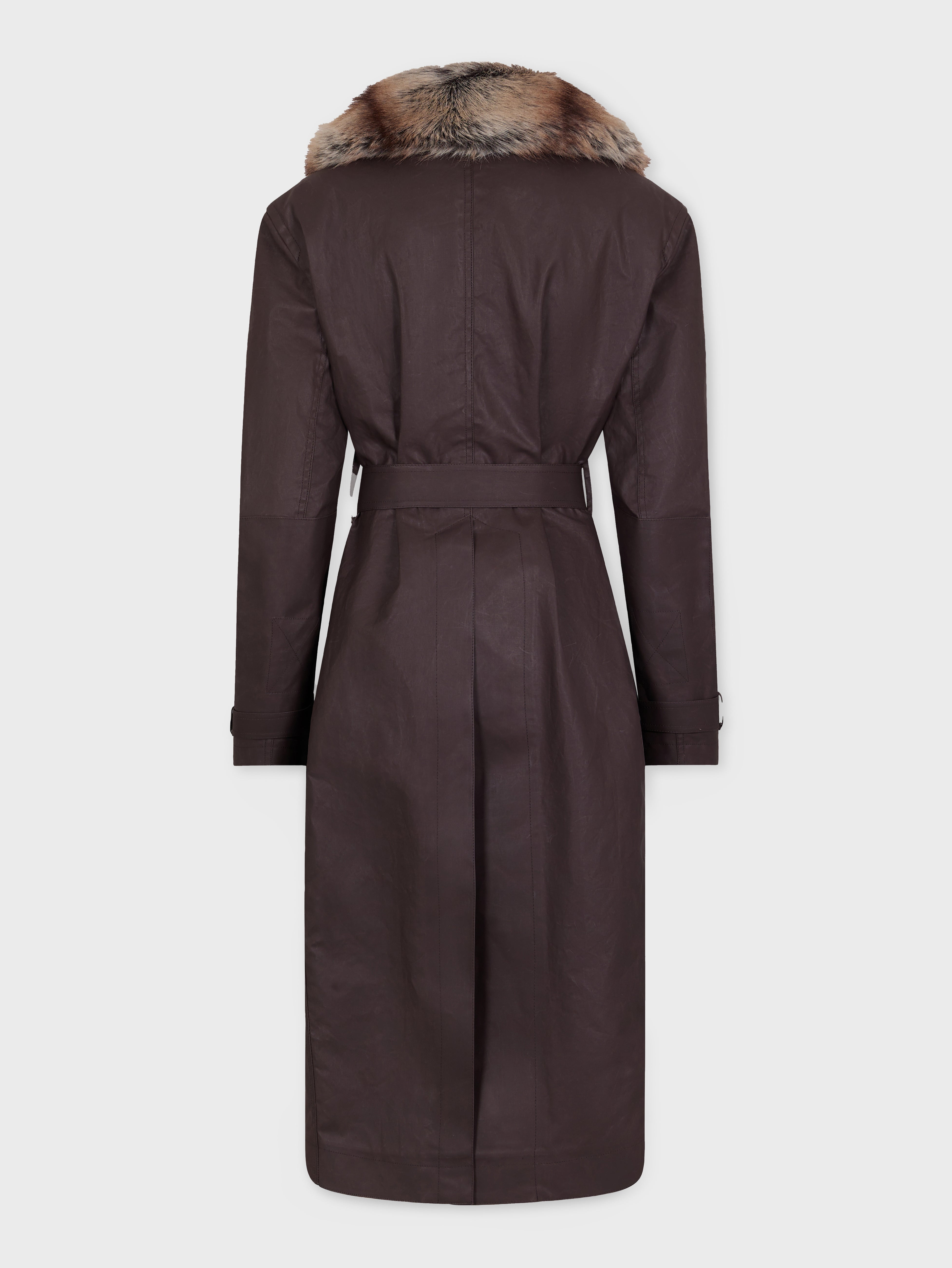 TRENCH COAT WITH FAKE FUR TRIMS - 7