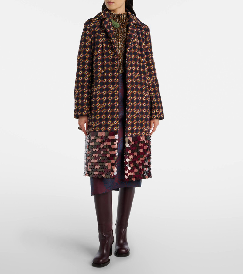 Dries Van Noten Sequined silk wrap coat outlook