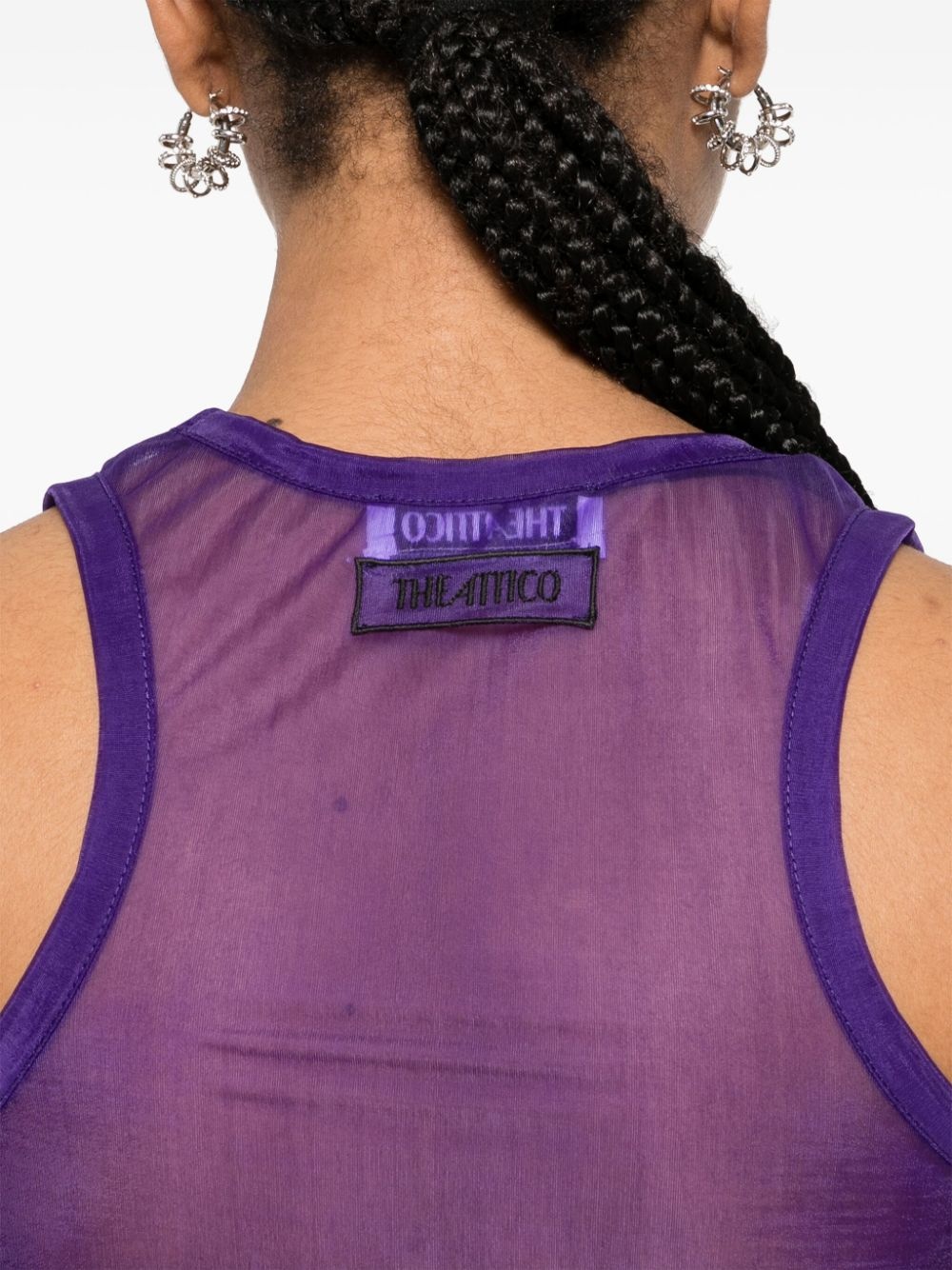 logo-embroidered sleeveless top - 5