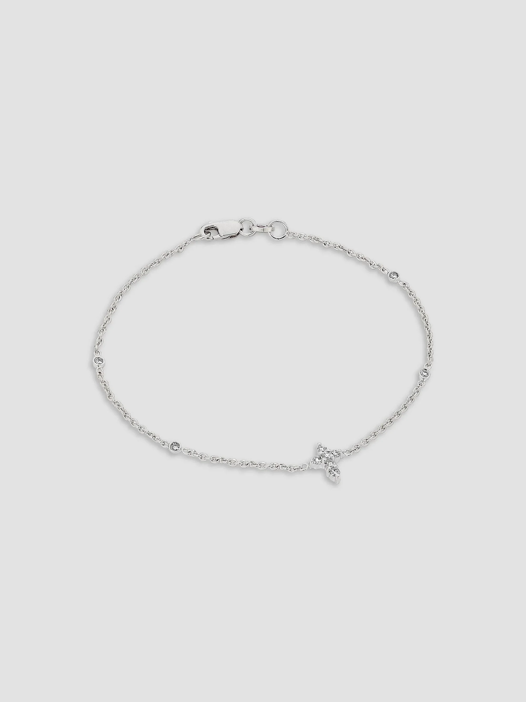 Women's Tiny Treasures 18K White Gold & 0.18 TCW Diamond Cross Charm Bracelet - White Gold - 1