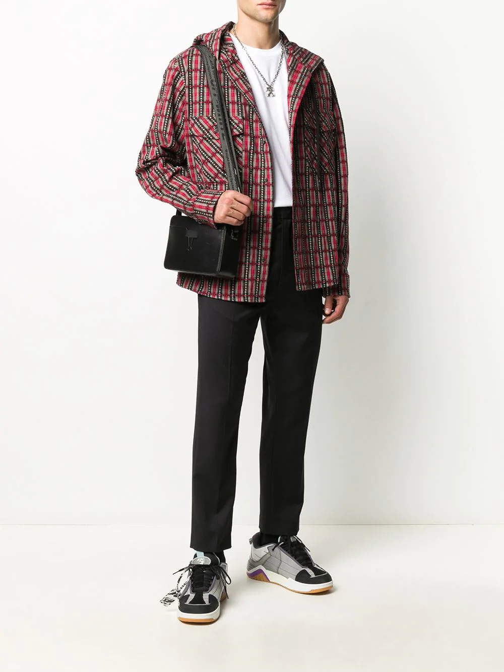 checked hooded jacket - 2