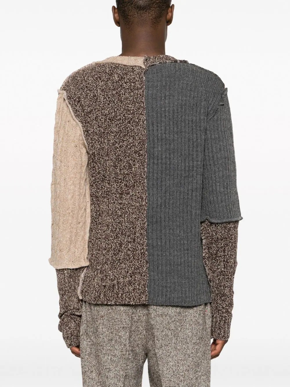ASYMMETRIC-NECK PATCHWORK JUMPER - 3