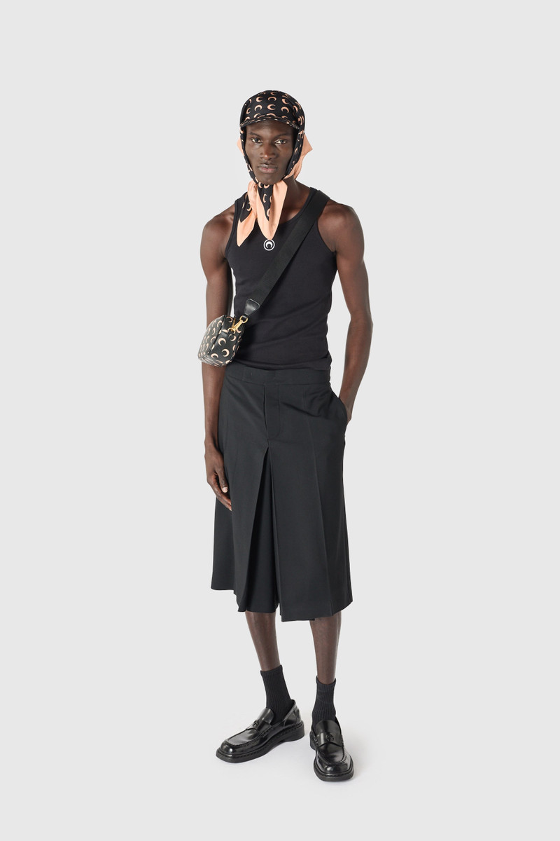 Marine Serre Tailored wool serge bermuda with pleats outlook