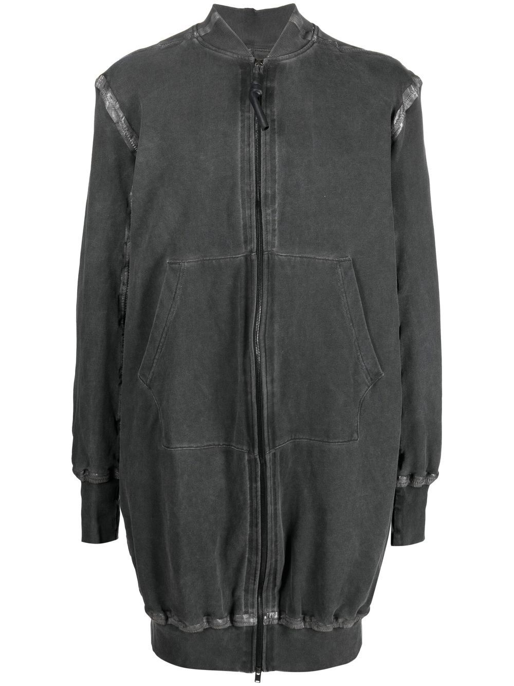 seam-detailing zip-up midi coat - 1