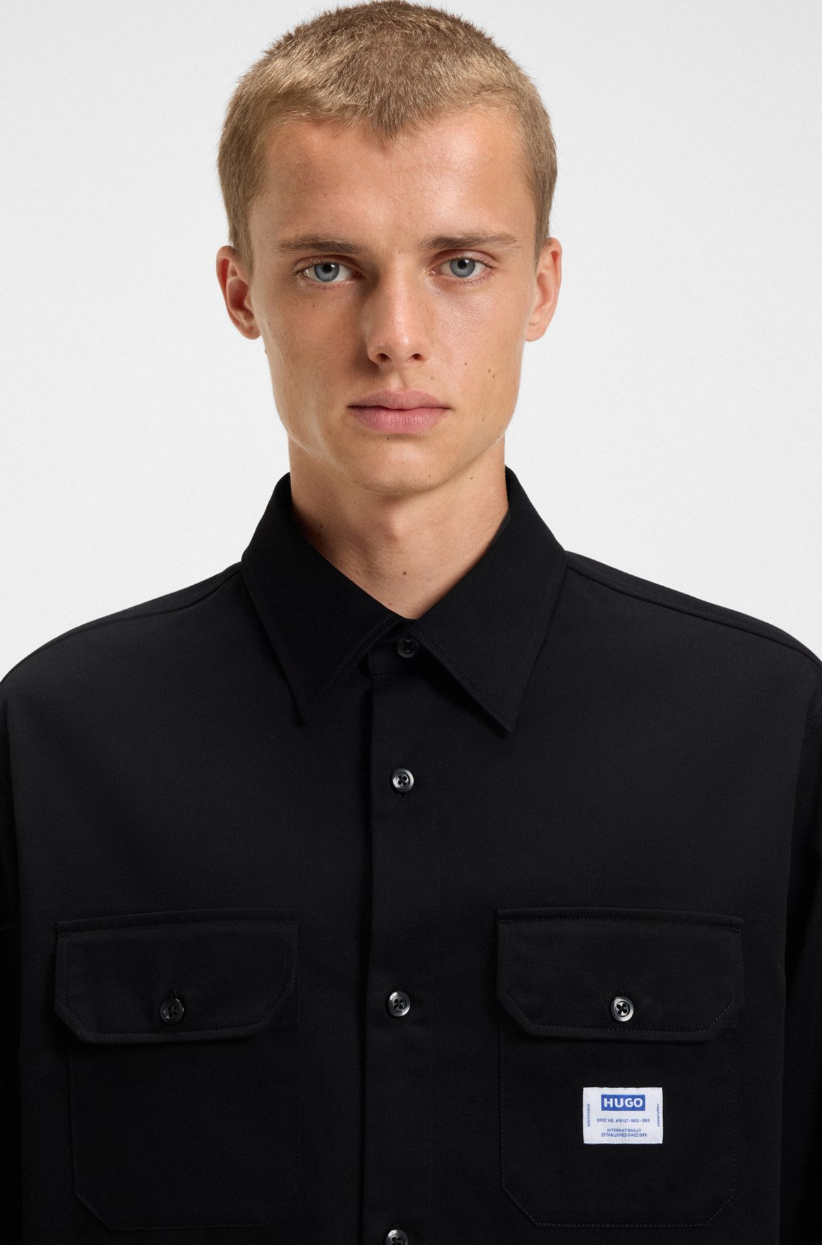 COTTON-TWILL SHIRT WITH LOGO LABEL - 3