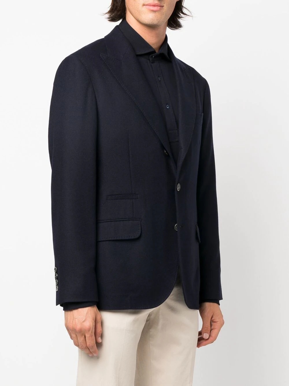 fitted single-breasted button blazer - 3