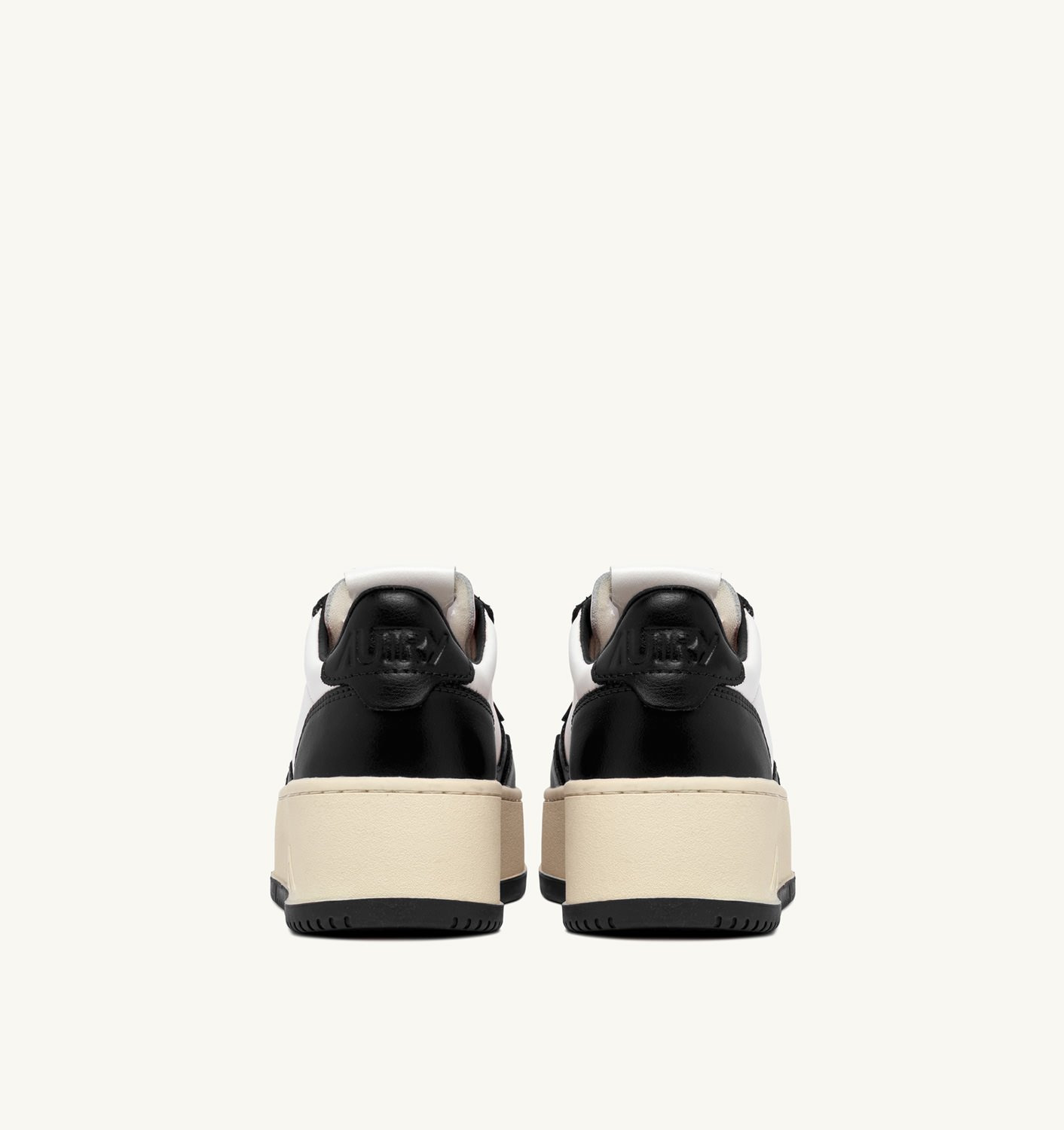 MEDALIST PLATFORM SNEAKERS IN WHITE AND BLACK LEATHER - 3