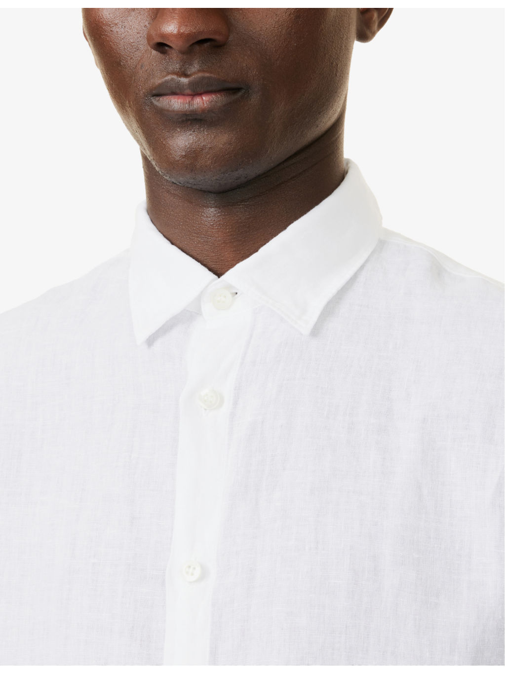 Spread-Collar Long-Sleeve Linen Shirt - 5