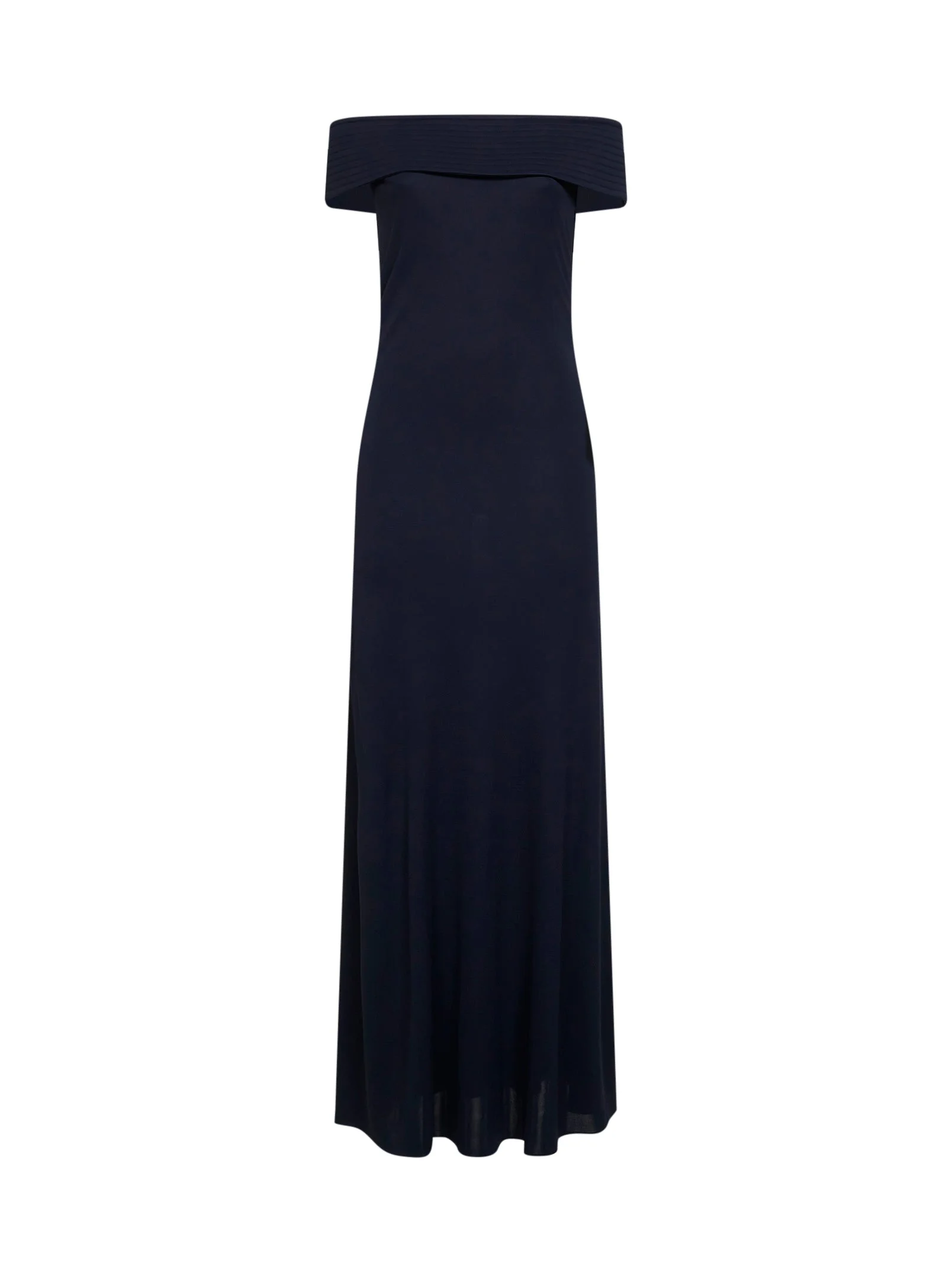 Alaïa Women Blue Fluid Jersey Off-The-Shoulders Long Dress - 1