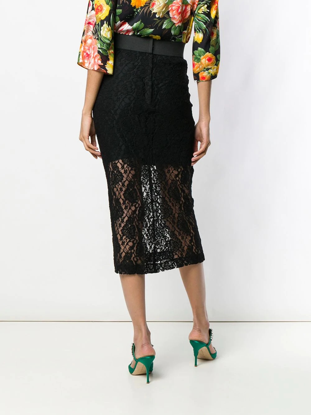 floral lace midi skirt - 4