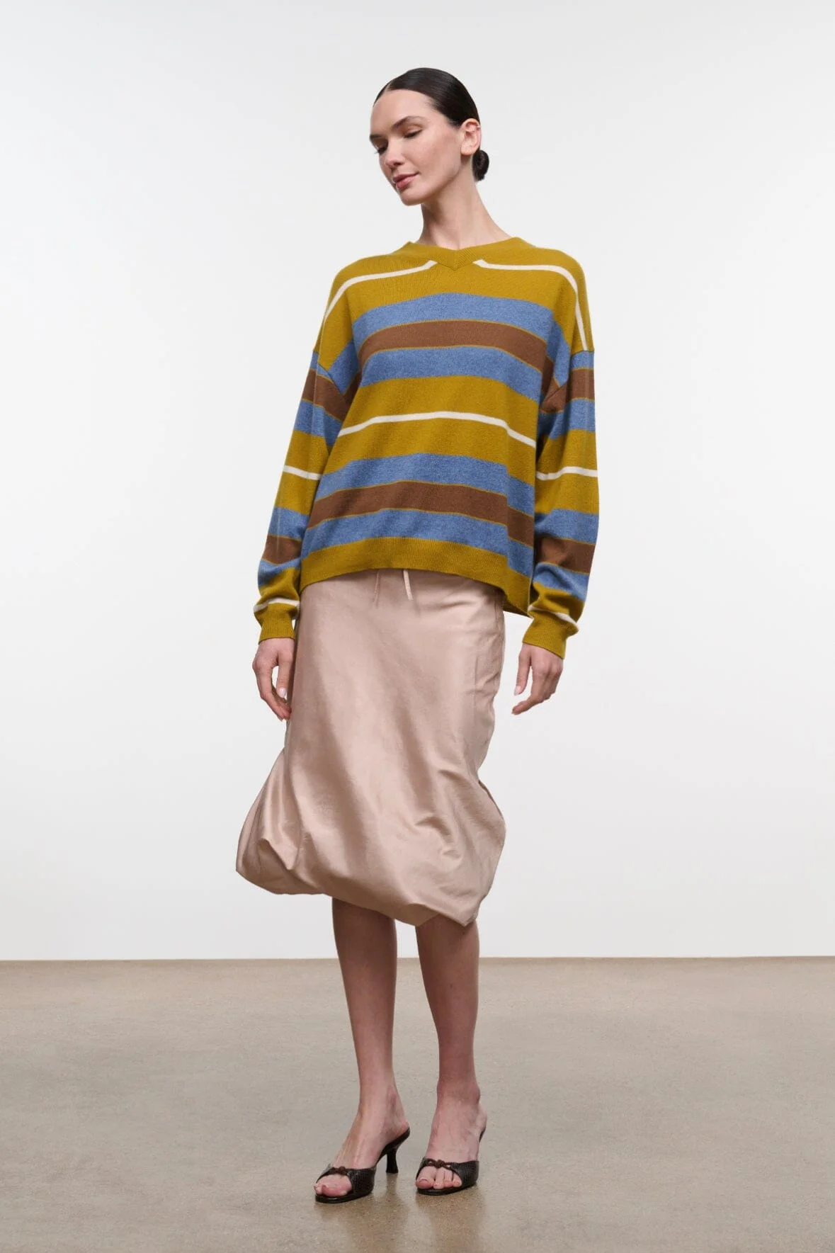 STAUD SPENCER CASHMERE SWEATER CANYON STRIPE - 1