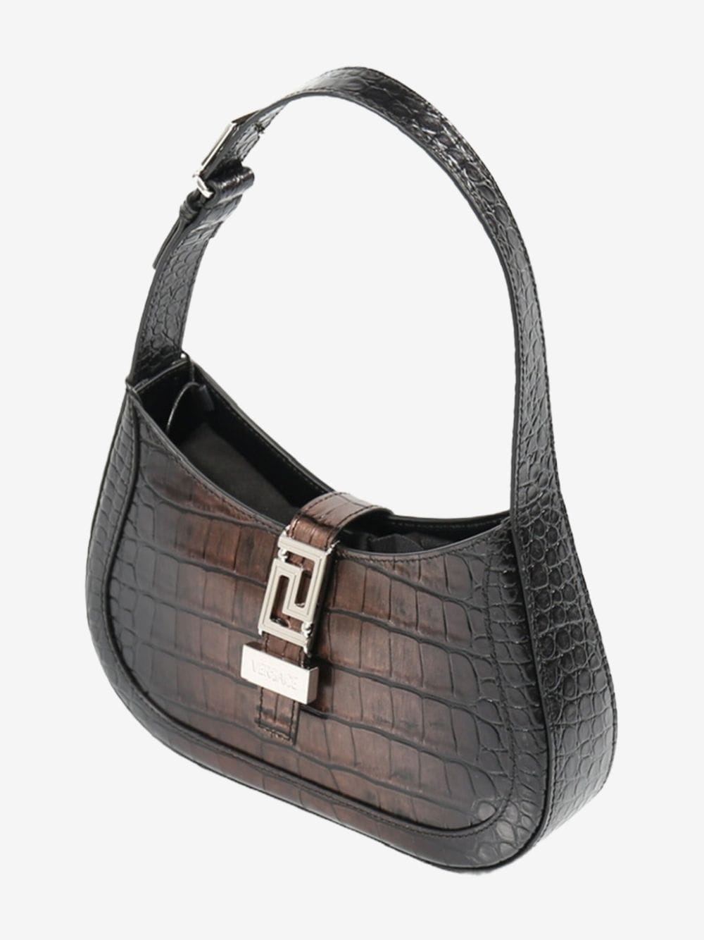 crocodile-effect leather shoulder bag - 3