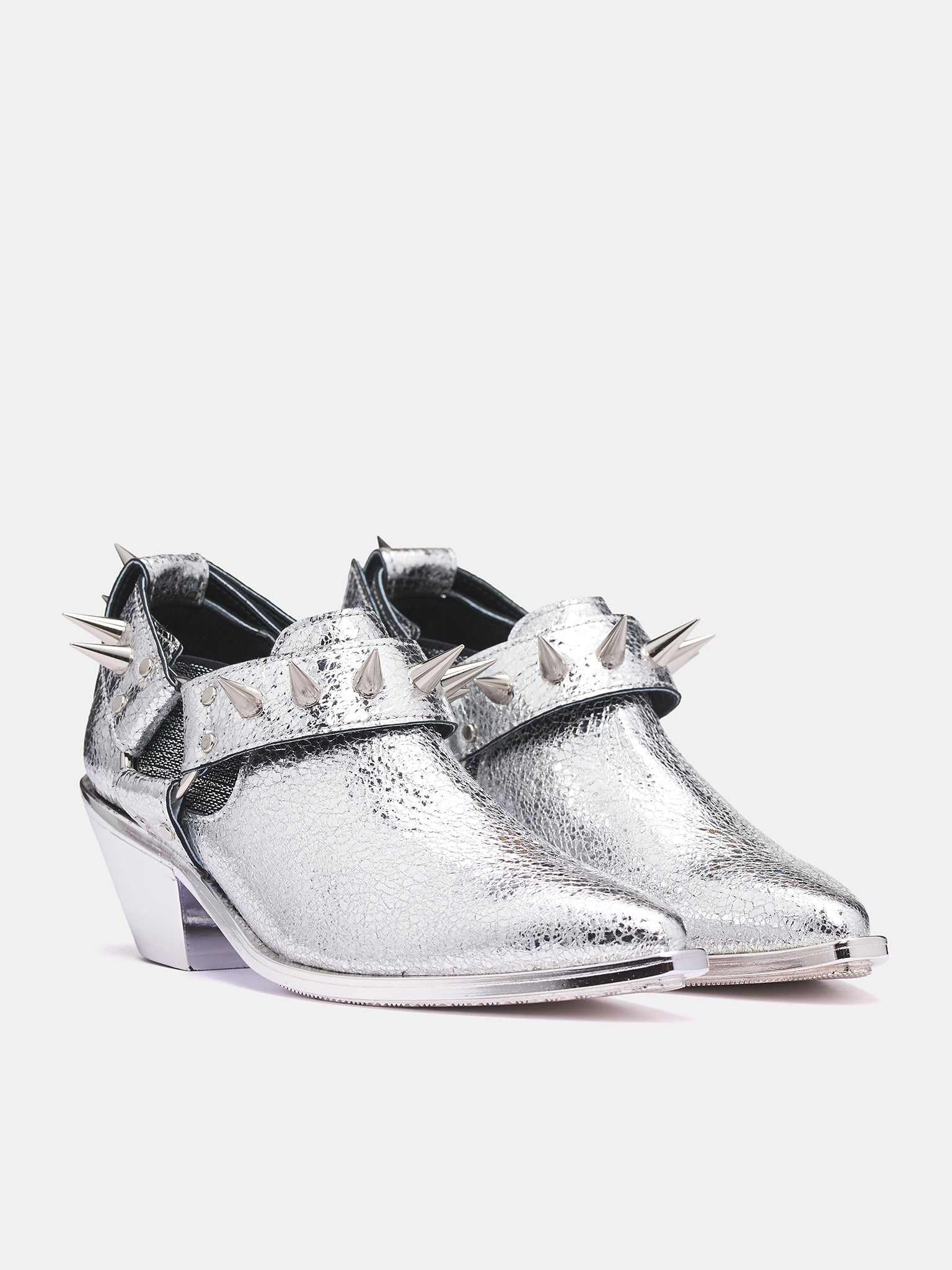 Metallic Spiked Ankle Boot - 2