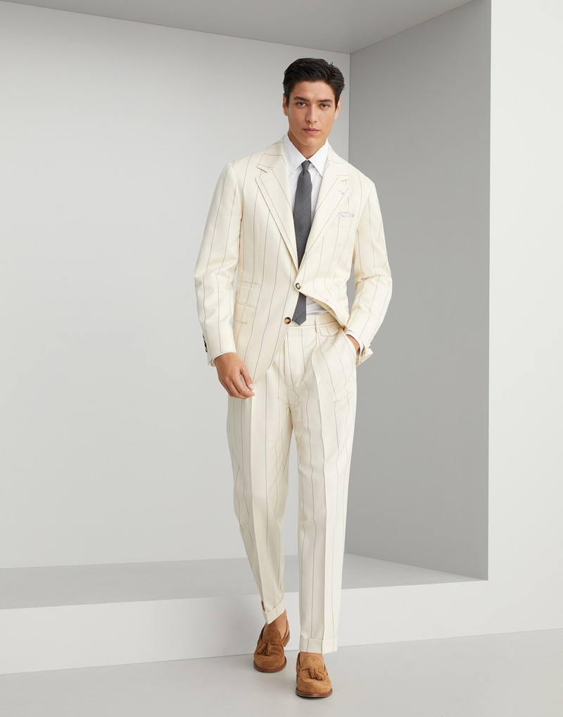 Wool and Sea Island cotton chalk stripe gabardine deconstructed blazer 5