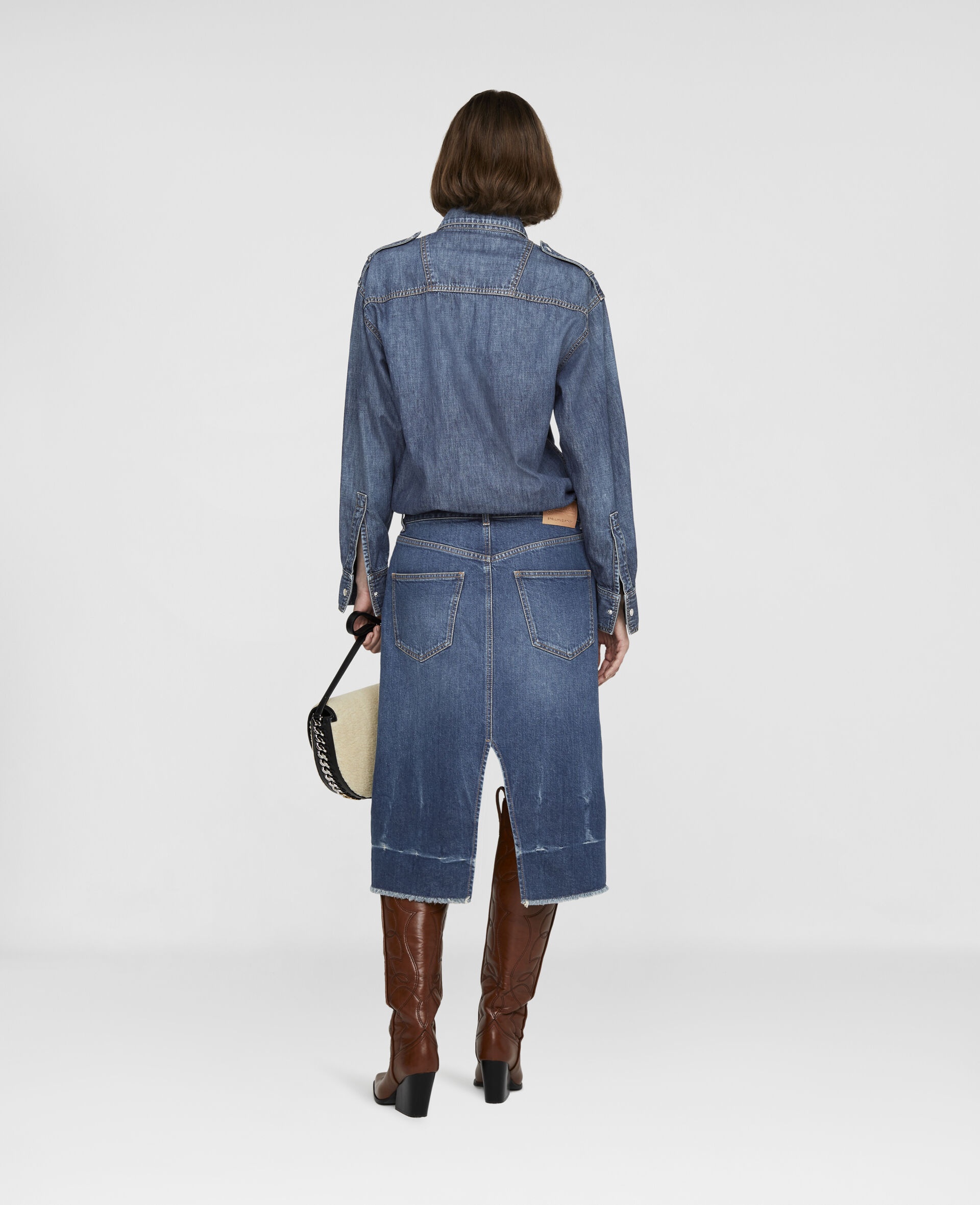 Denim Midi Shirt Dress - 3