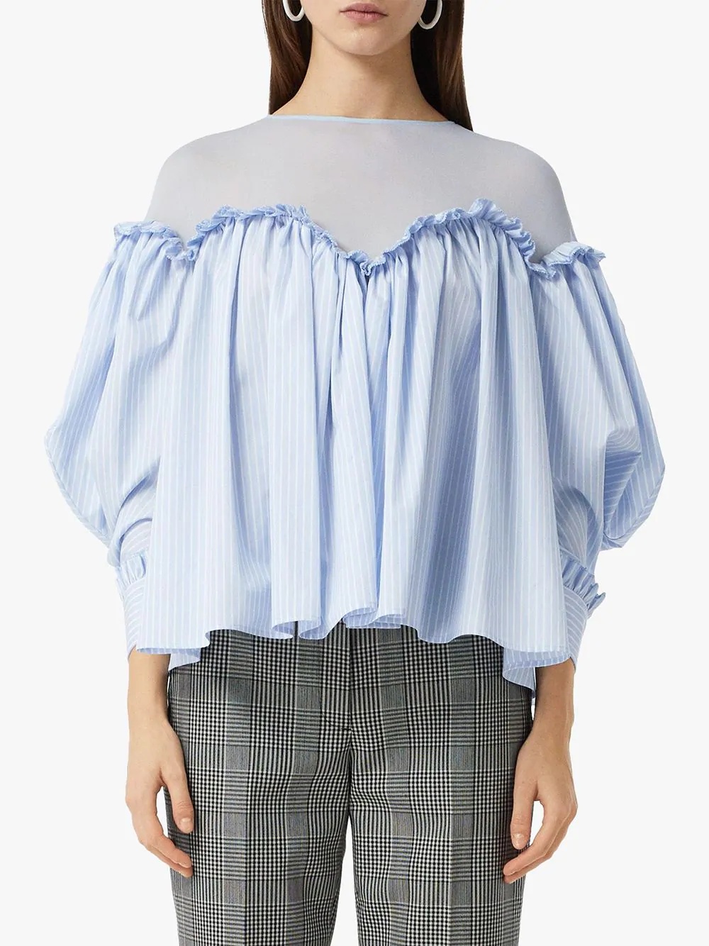 puff sleeve striped blouse - 3