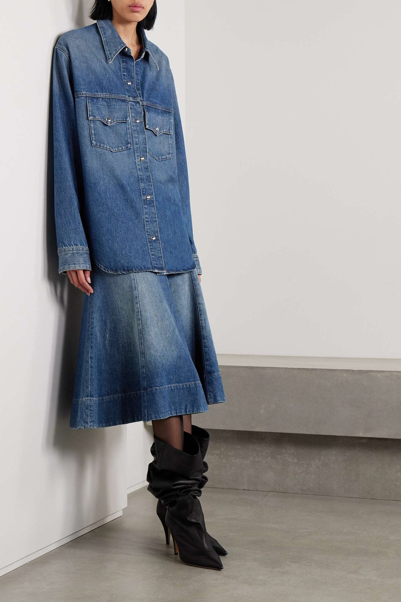 KHAITE Lennox denim midi skirt outlook