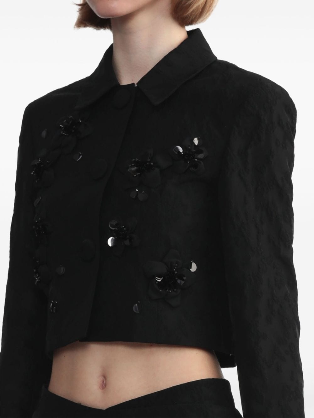 floral-appliquÃ© cropped jacket - 5