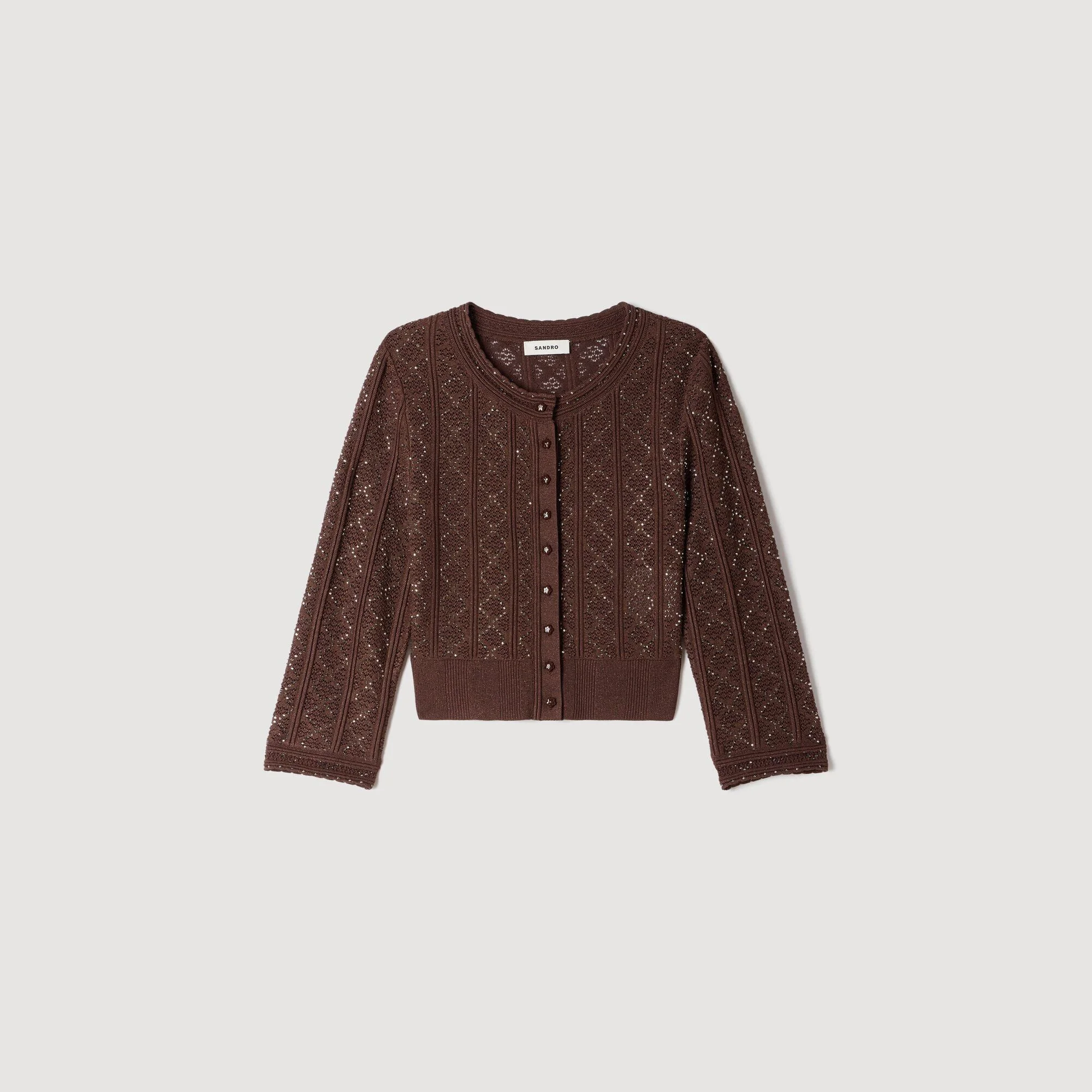 CROPPED RHINESTONE CARDIGAN - 1